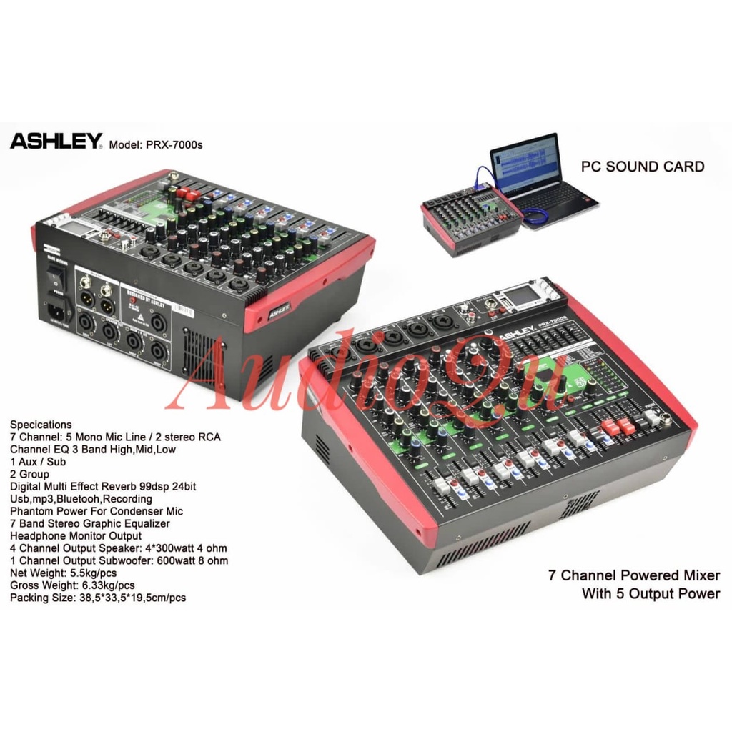 Power Mixer Ashley PRX7000S/ PRX 7000S 7CH + SUBWOOFER (USB-BLUETOOTH)