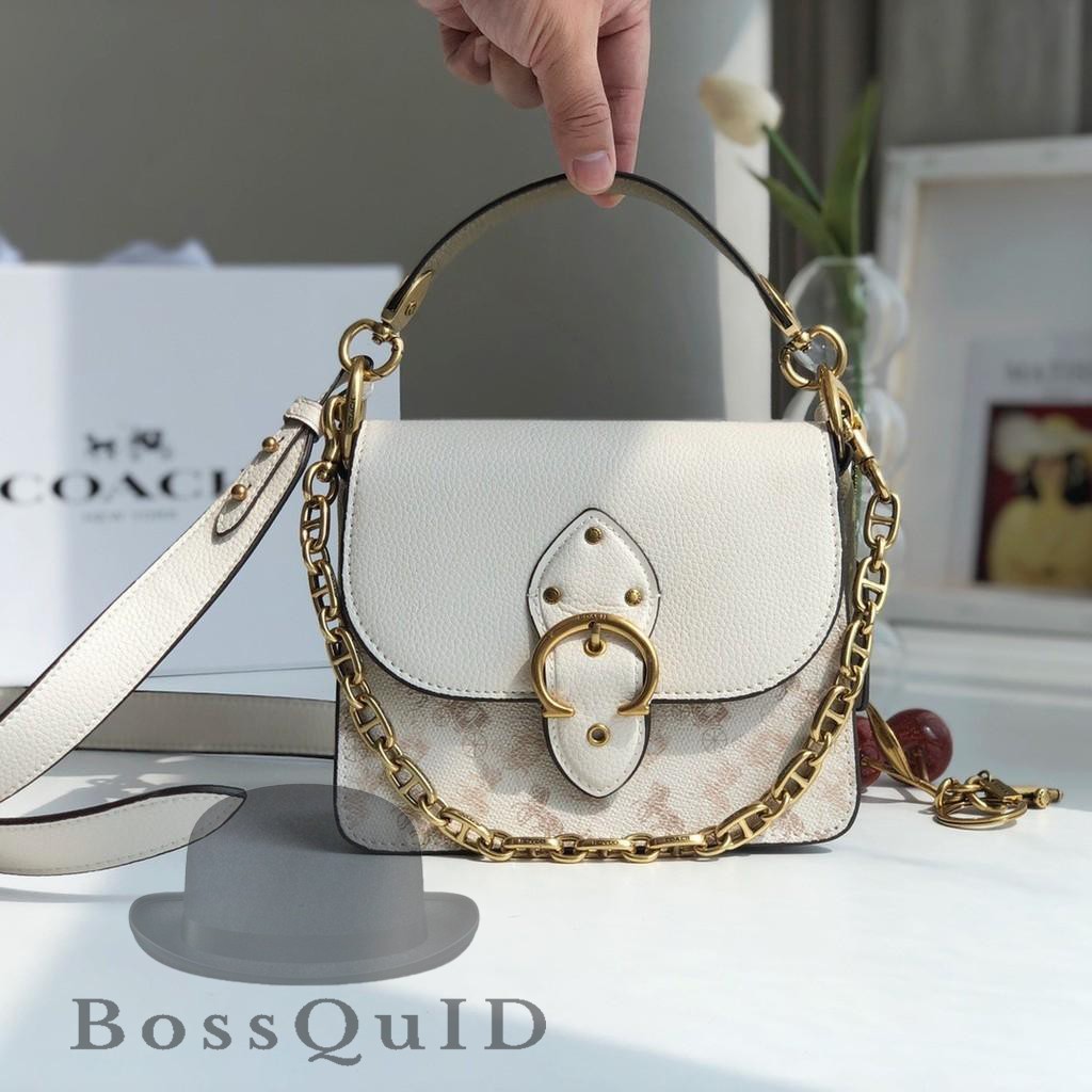 Coach Beat Shoulder Bag 18 With Horse And Carriage Print Chalk