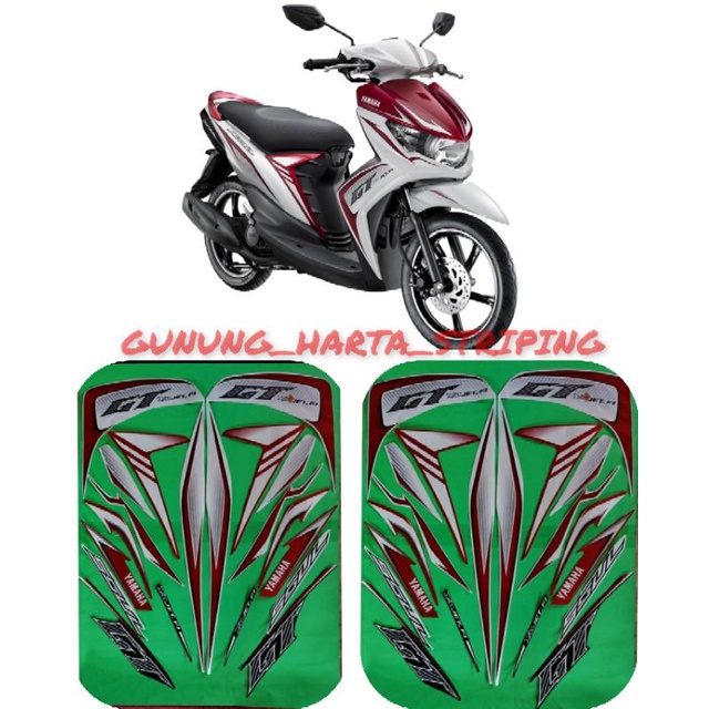 Stiker Striping motor yamaha Mio Soul GT Street 2013 Standar original putih merah