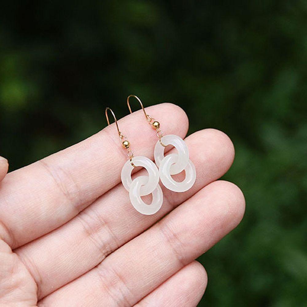 Anting Wanita Agustina Vintage Sederhana Kuno Elegan Anting Menjuntai Temperamen Bulat