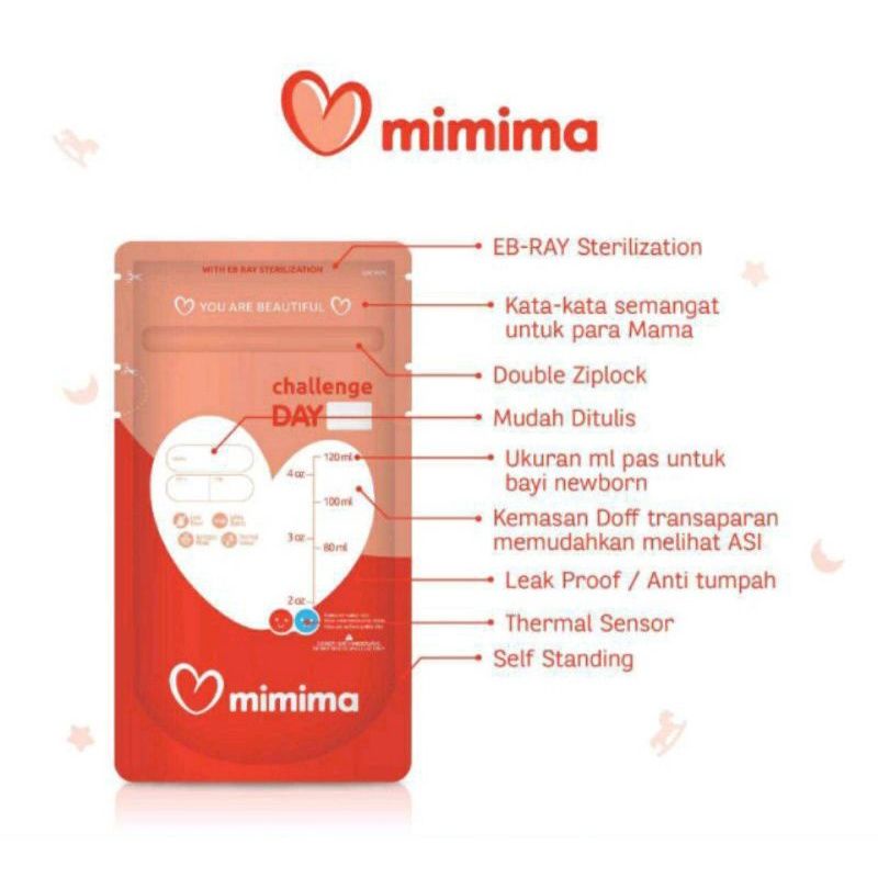 Mimima Kantong Asi 120ml isi 30Pc - Breastmilk BAG - Plastik Asi Steril BPA Free