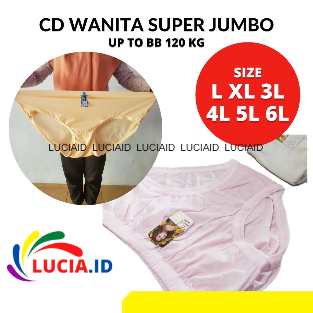 Celana Dalam Wanita Super Jumbo L-6L muat sampai BB 130 Kg | CD Wanita | CD Wanita Bigsize  LUCIAID