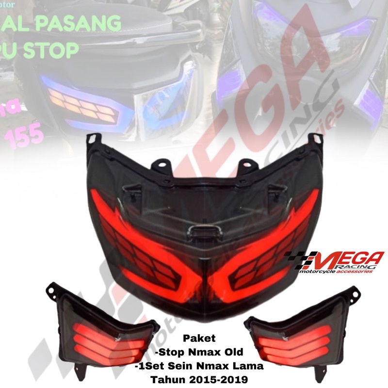 PAKET LAMPU STOP NMAX OLD MODEL LEXUS TAHUN 2015 2019 PLUS SEN DEPAN SEPSANG - JPA PLUS LAMPU SEN LED NMAX LAMA  DEPAN MODEL JPA STOPLAMP + SEIN