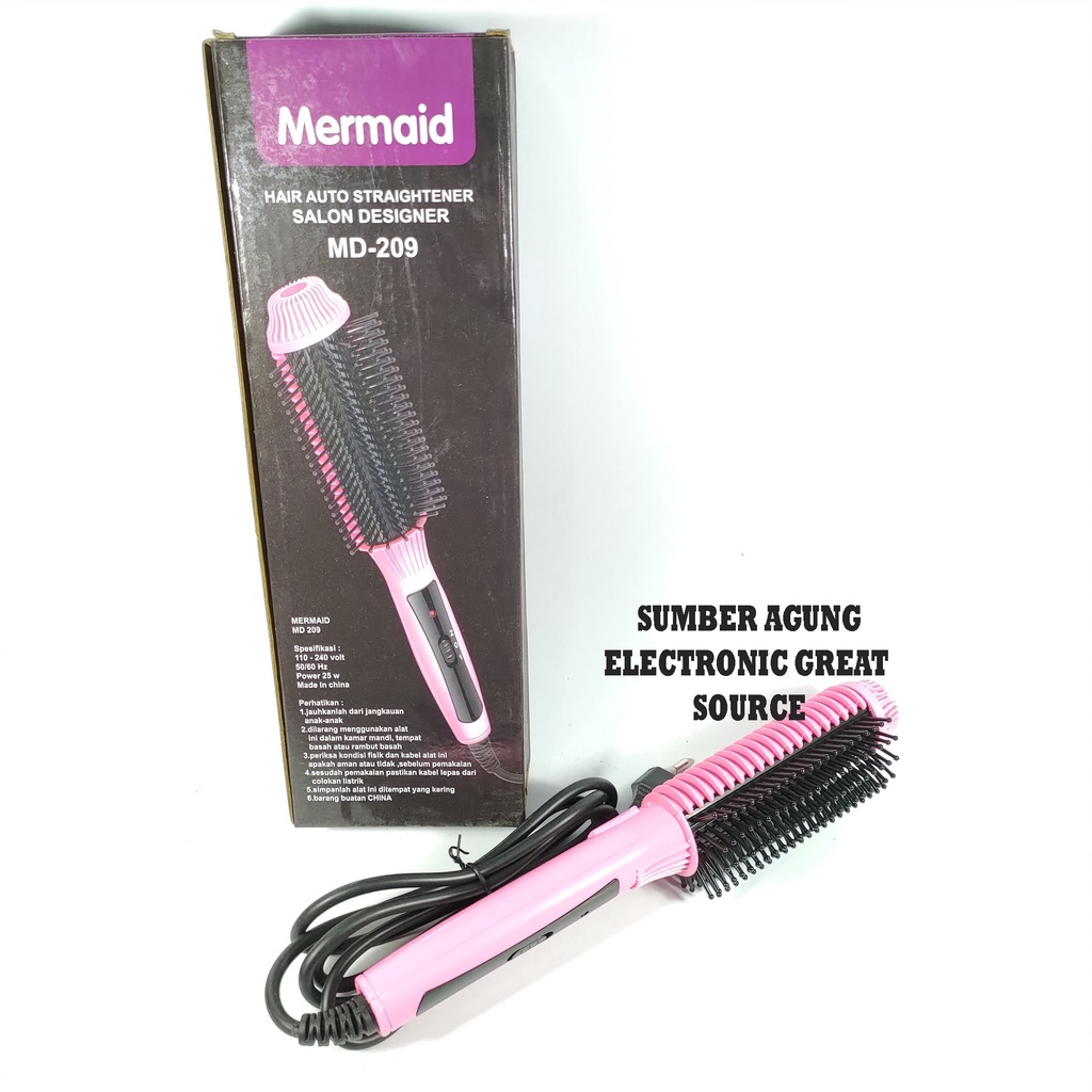 Mermaid Catok Sisir MD209 Pelurus Rambut Hair Auto Straightener Salon Designer