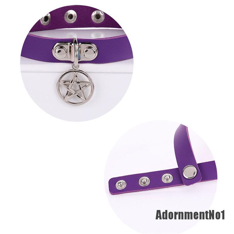 (Adornmentno1) Kalung Choker Gaya Gothic Punk Bentuk Pentagram Aksen Hollow Untuk Wanita / Cosplay