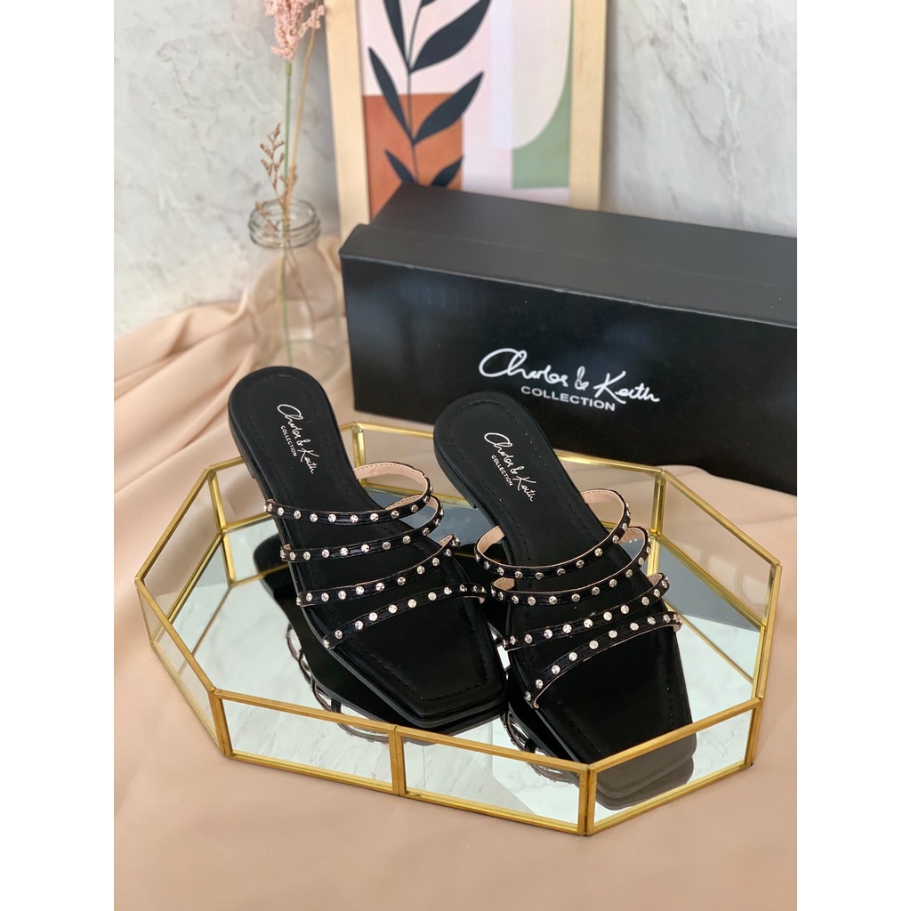 [7.7 Boombastis Sale⚡] - SANDAL WANITA CKS424 STRAPPY STUDS FLAT SANDALS PREMIUM IMPORT