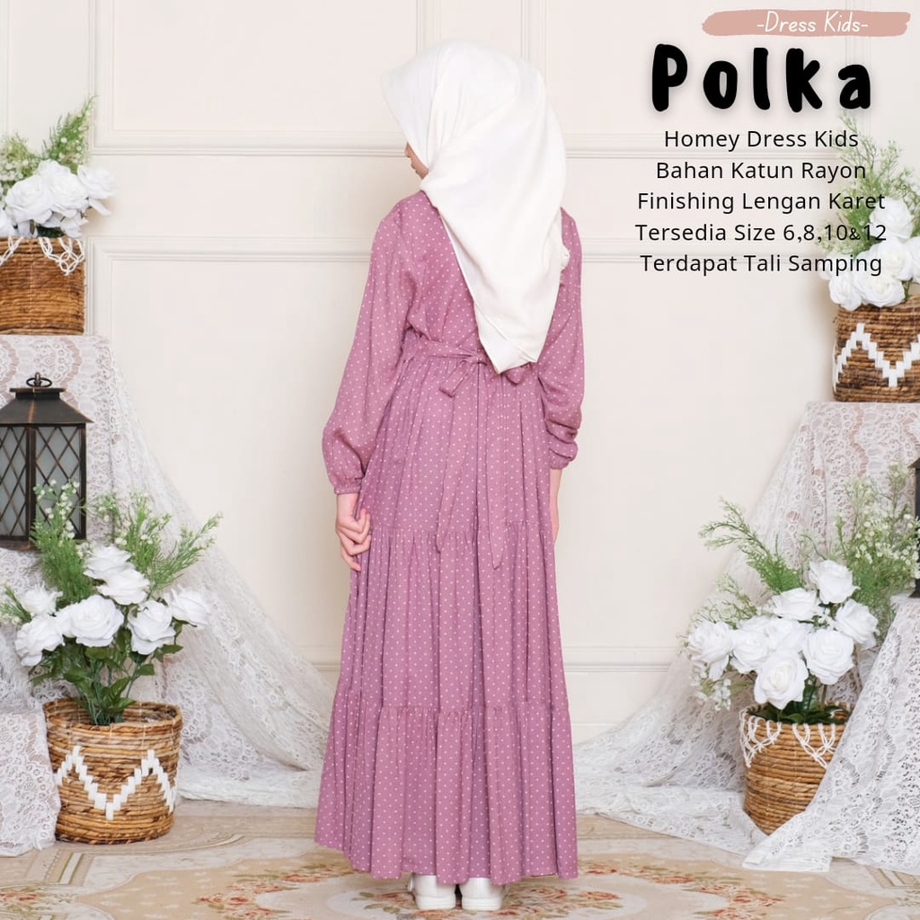 Terlaris-Busana Muslimah Anak-Homey Dress Polka Kids-Gamis Anak Bahan Katun Rayon Premium-Bisa COD