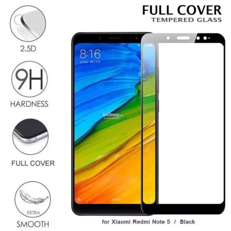 Tempered Glass Redmi Note 5 Full Cover Premium Glass Quality