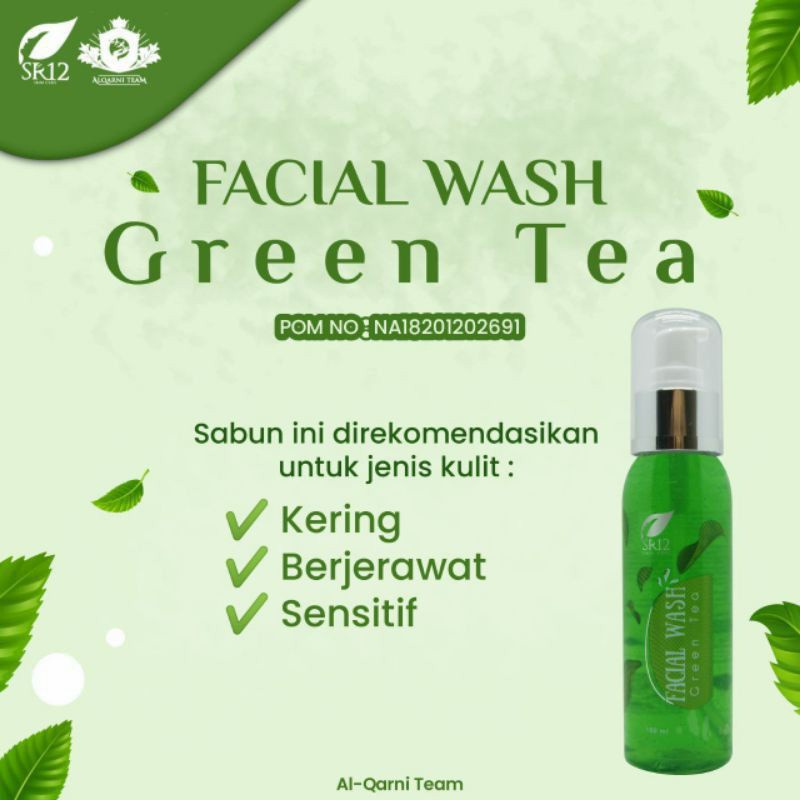 Facial Wash Green Tea SR12 - Sabun Cair Wajah Gren Tea Sr 12 - Original 100% Official Agen Resmi