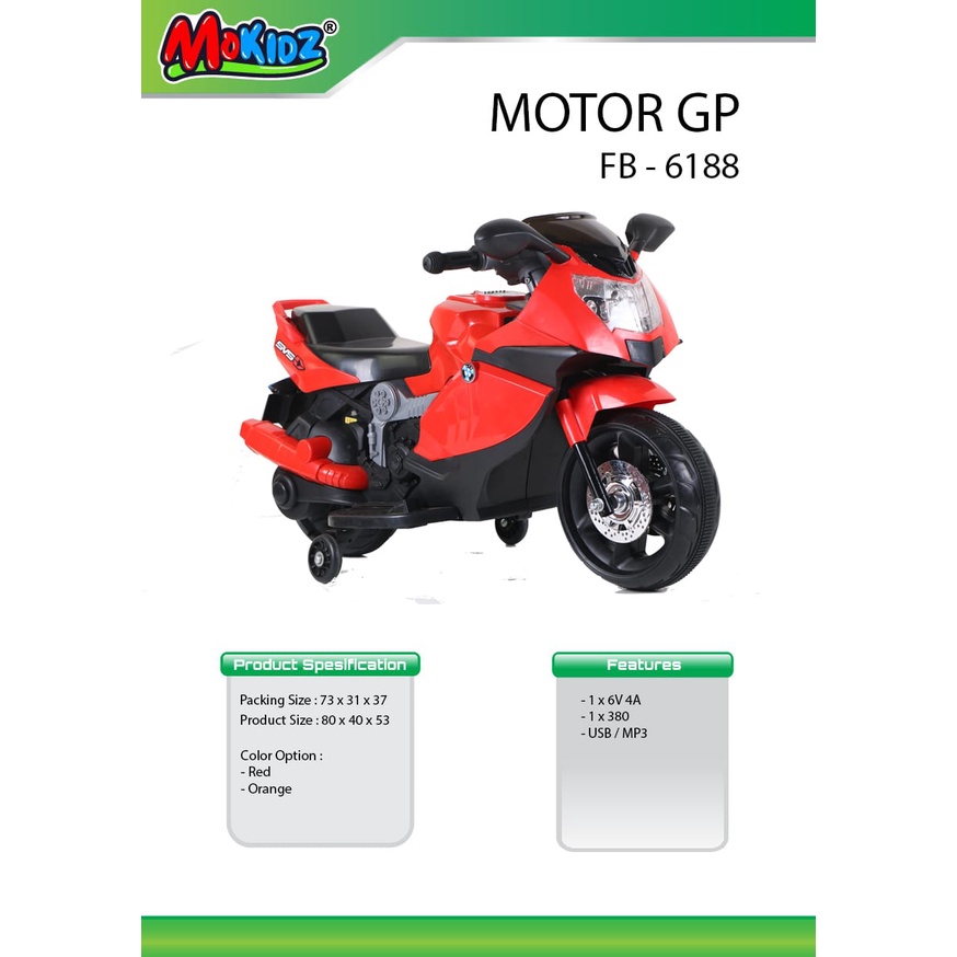 Mainan Anak Motor Aki Import MOKIDZ Motor GP Type Fb-6188