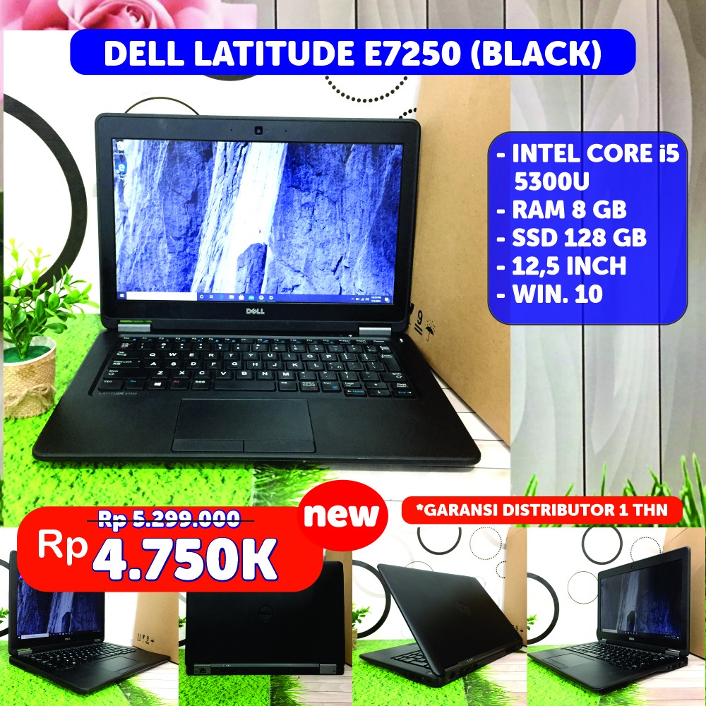 laptop new dell latitude e7250 core i5 ram 8 128 gb ssd baru garansi 1 tahun
