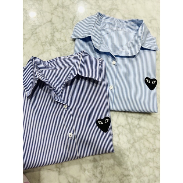 Kemeja salur/kemeja lengan panjang salur/kemeja love salur/kemeja salur navy/kemeja salur biru