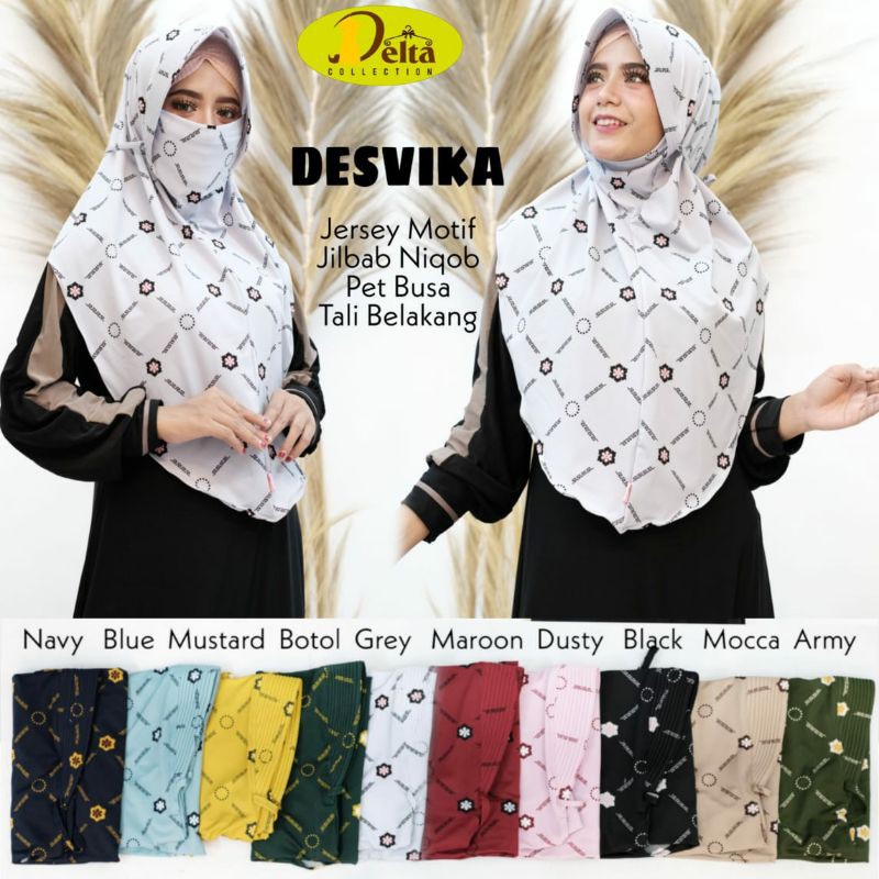 hijab dewasa motif masker 2in1 / Desvika