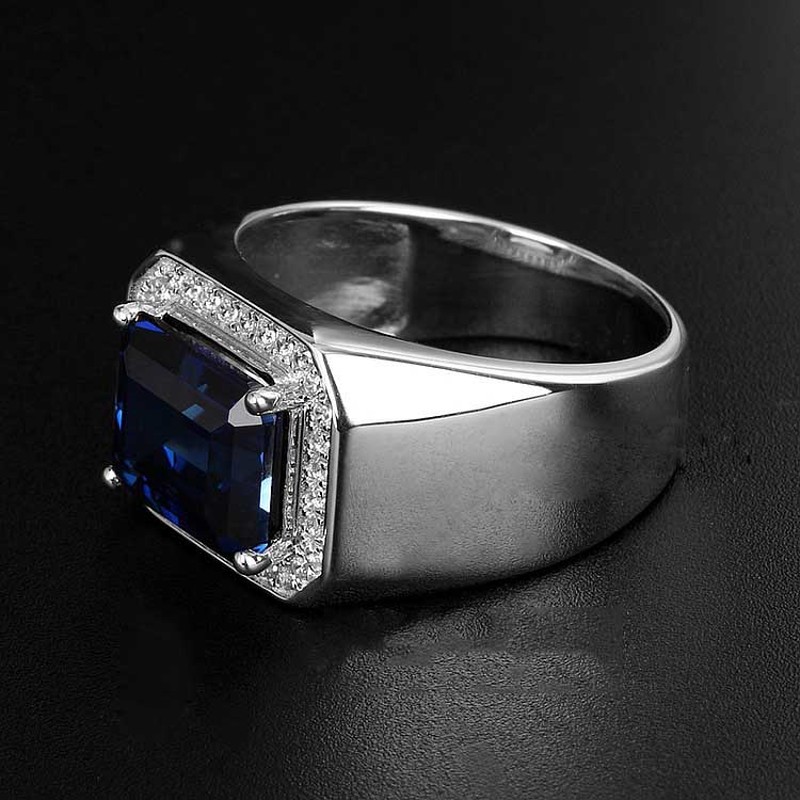 [Cherrye] Cincin Kristal Berlian Zamrud Safir Perak Titanium Steel Pria Wanita Pernikahan Perhiasan Fashion Silver Rings