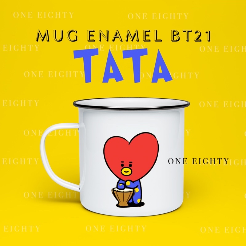 MUG ENAMEL BT21 BTS + BONUS STICKER | GELAS CANGKIR ANTI PECAH MERCHANDISE BT S BT 21 KPOP ARMY FANK