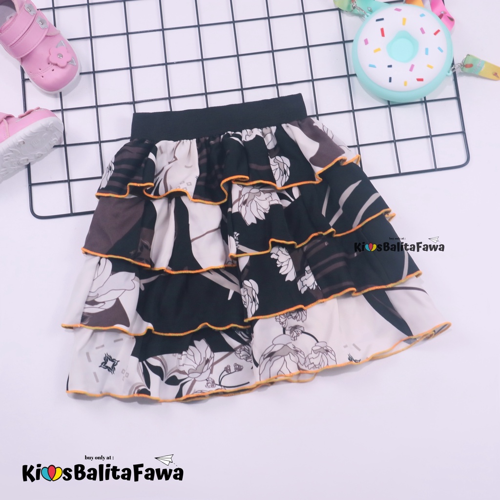 Rok Tumpuk Motif uk 5-7 Tahun / Model Anak Perempuan Cewek Bunga Salur Polos Pendek Shabby Chic