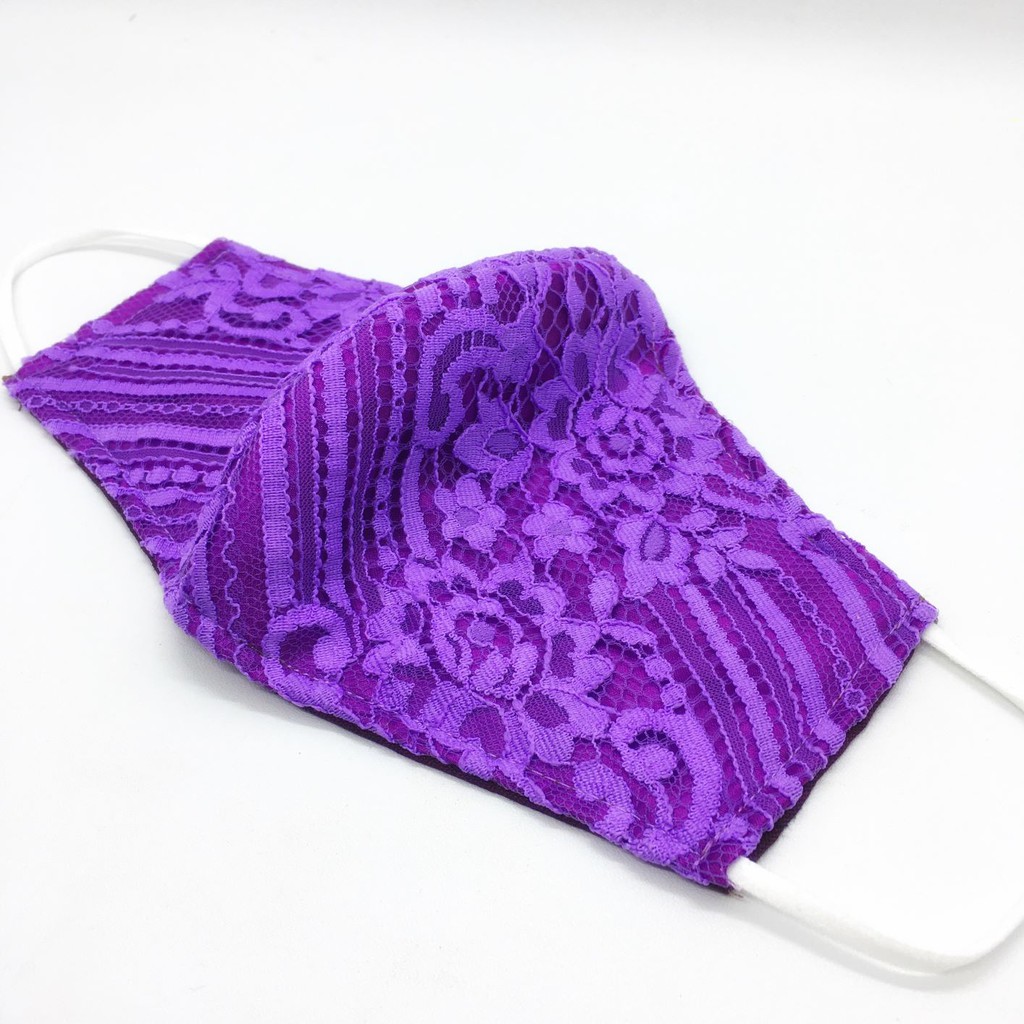 Masker Kain Brokat Exclusive (3 ply) - Ungu Muda