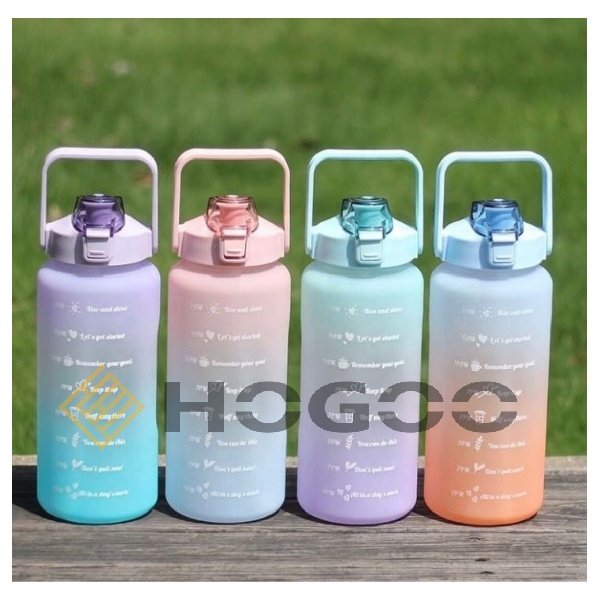 HOGOO BOTOL MINUM 2LITER 2000ML KOREA VIRAL PENANDA WAKTU - DIY STICKER RAINBOW