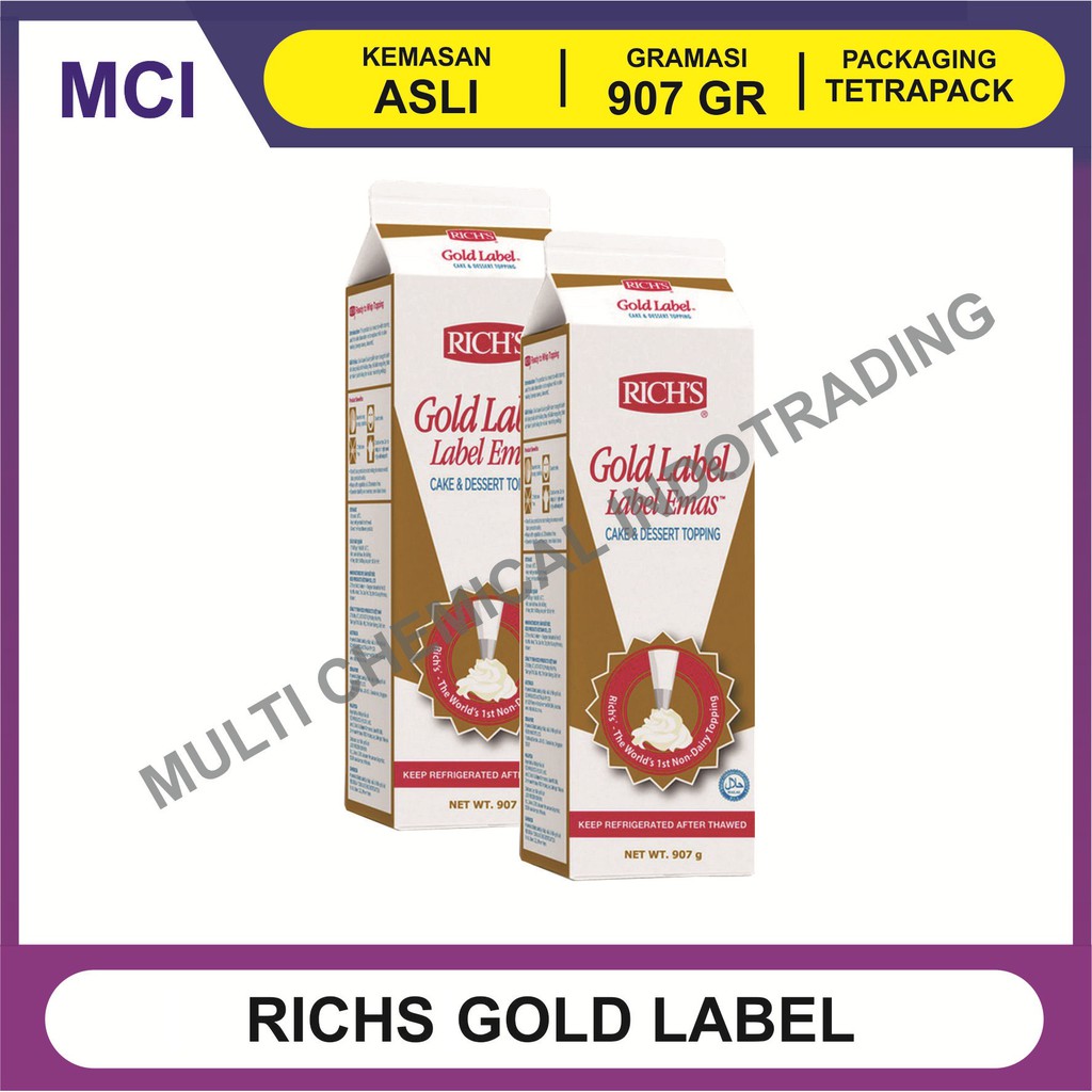 

RICHS GOLD LABEL WHIPPING CREAM 907 GR / WHIP CREAM / TOPPING CREAM