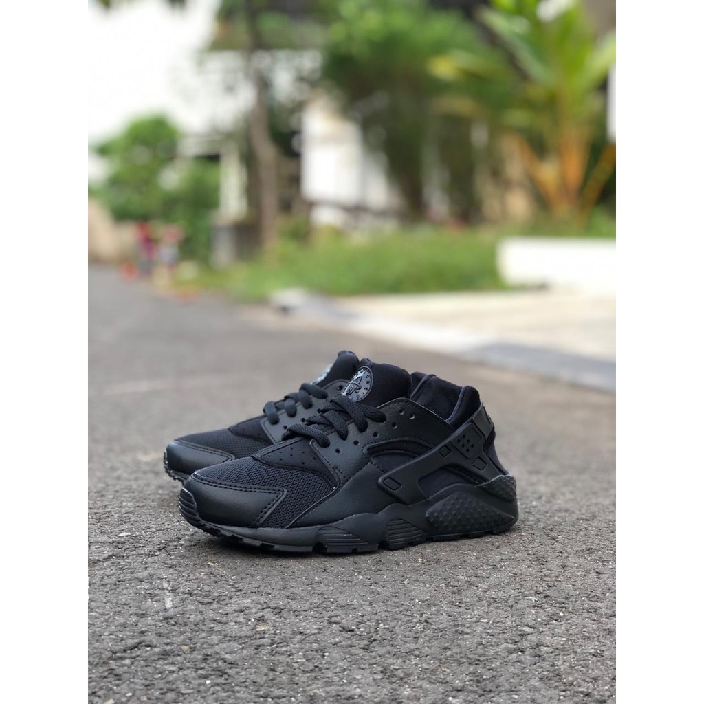 Sepatu Sneakers Running Nike Huarache GS All Black Original