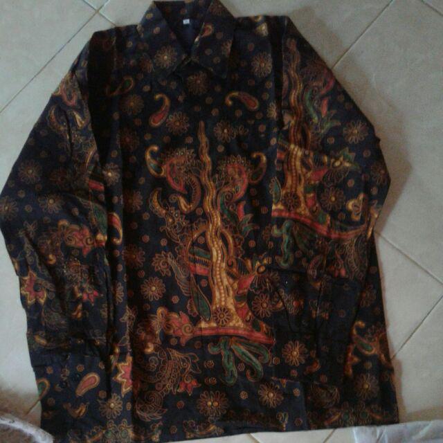 Keris Emas Kemeja Batik Pria Batik Solo Kemeja Pria Lengan Panjang Seragam Batik Modern