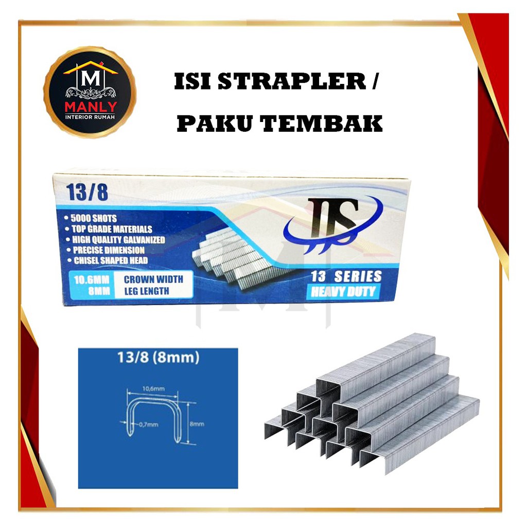 Isi Staples Tembak 13/8 / dan 13/6 isi 5.000 / Steples Jok Motor / Sofa / Kayu / Triplek