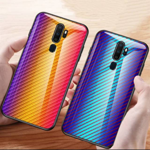 Case Oppo A9 2020 Casing Oppo A9 2020 Carbon Fiber Glass Hard Case Oppo A9 2020