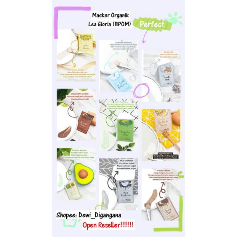 paket usaha masker lea-gloria(20 pcs)10gr
