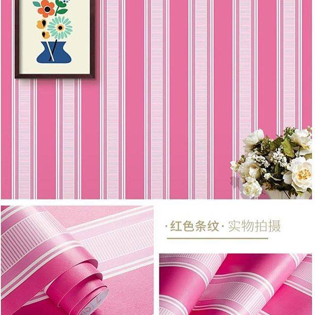 Wallpaper Dinding Sticker Motif Salur Pink