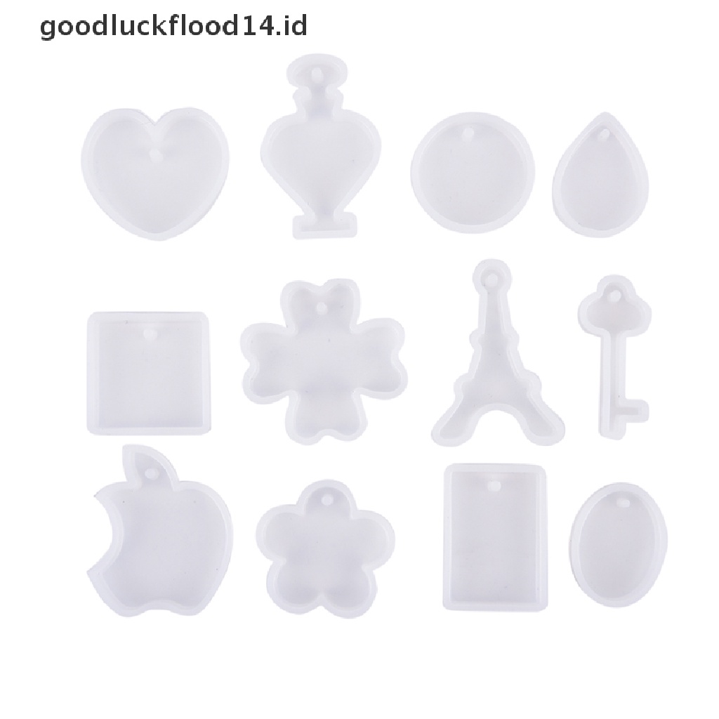 [OOID] 12Pcs/set Holes Key Waterdrop Silicon Mold Mould Resin Jewelry Making DIY Craft ID