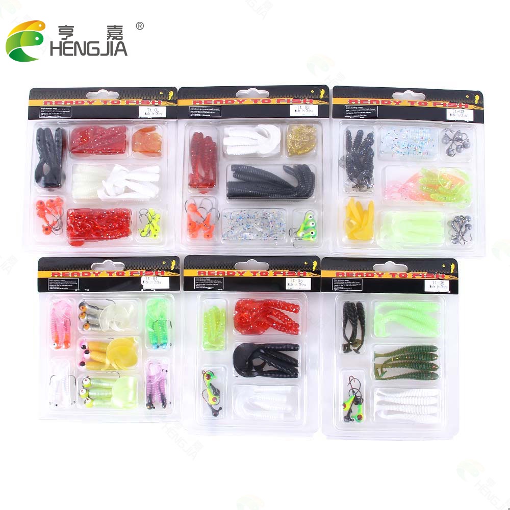 HENGJIA New Softworm Lead Jig head Hook Umpan Pancing Swimbait Soft Fishing Lures Ikan Bass Fish Baits Kail Tackle