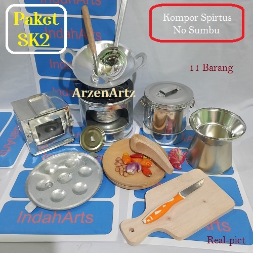 Masak Masakan Mainan Anak (P. SK2) Kompor Mini BB Spirtus Tanpa Sumbu - Kitchen Set - 11 Barang