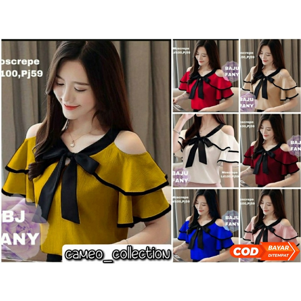 ( COD ) BAJU FANY BAJU MOSCREPE WANITA BAJU ATASAN WANITA BLOUSE WANITA BAJU WANITA PAKAIAN WANITA FASHION WANITA TERMURAH ( CAMEO.014 )