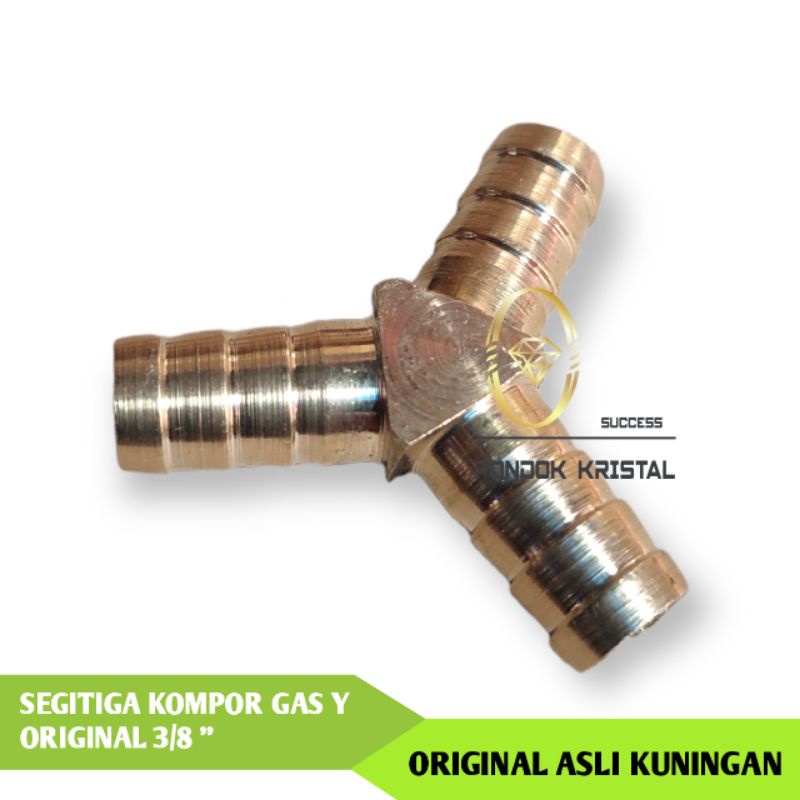 Original Cabang Segitiga Selang Gas Kuningan / Sambungan Selang Gas