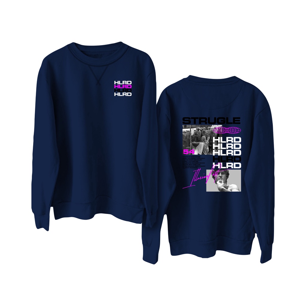 Crewneck sweatshirt sablon DTF || Holyrider Sweter Basic Ilusion Art size M - XXL ( Pria &amp; Wanita )