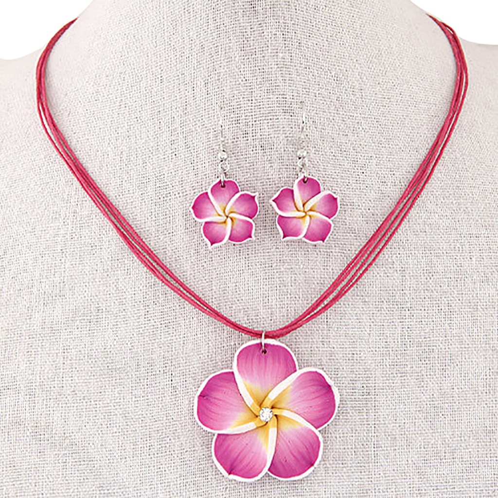 Hu Hu Hu Hu Hu Alat Bantu Pasang Kacamata♡ Set Kalung Dan Anting Gantung Bahan Alloy Bentuk Bunga Untuk Wanita