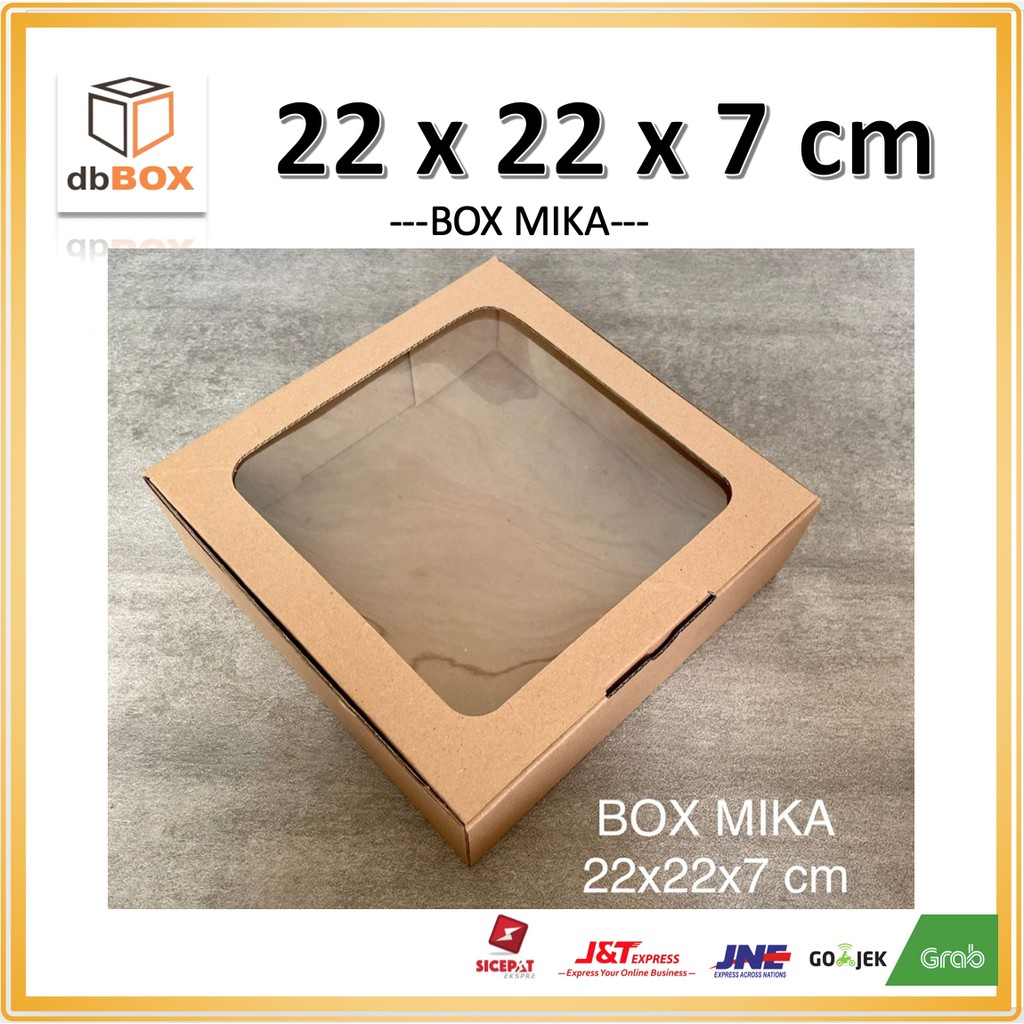 

BOX MIKA 22x22x7 cm kardus die cut, untuk kue hampers gift box MIKA MIKA