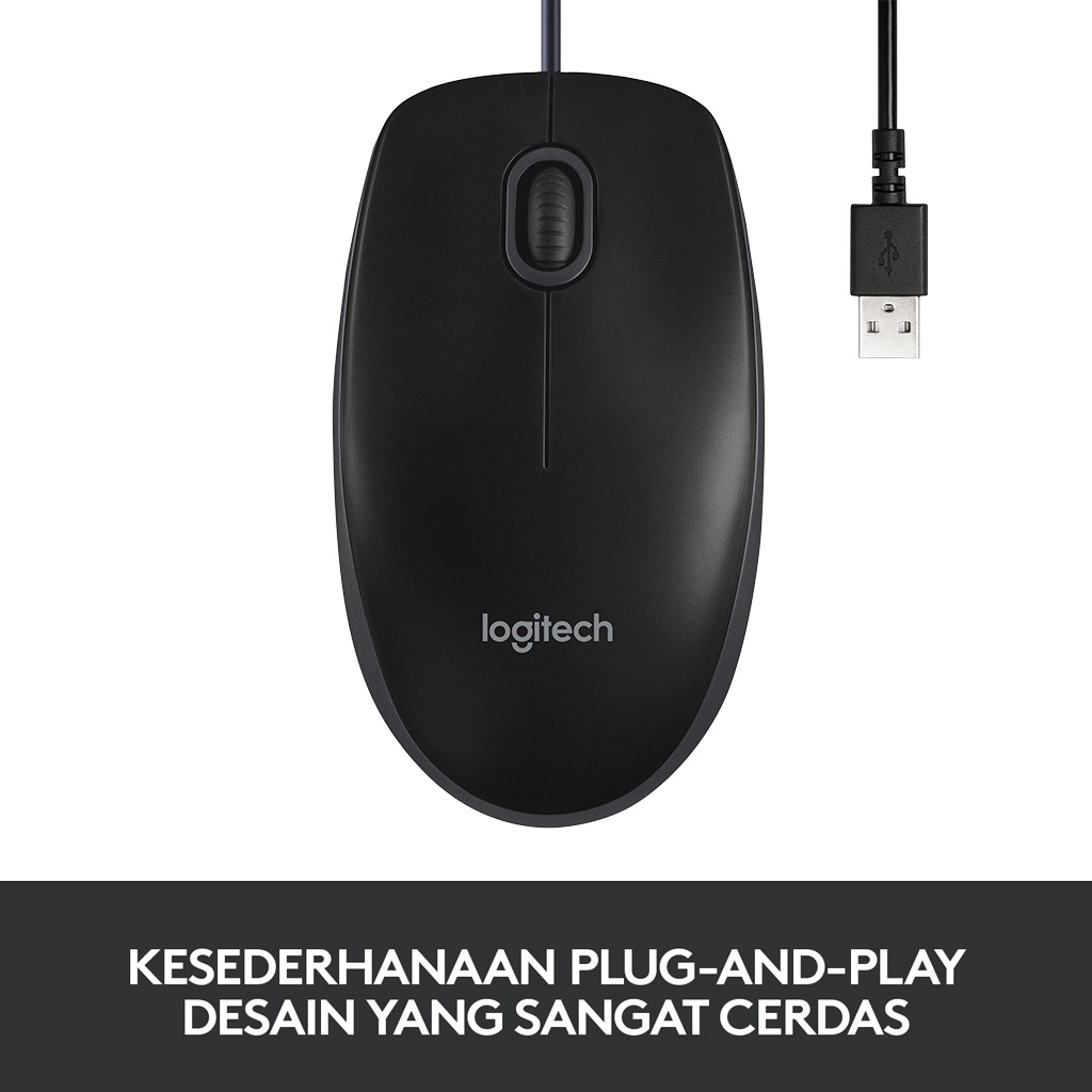 Logitech B100 Mouse Kabel USB Optical Image 4