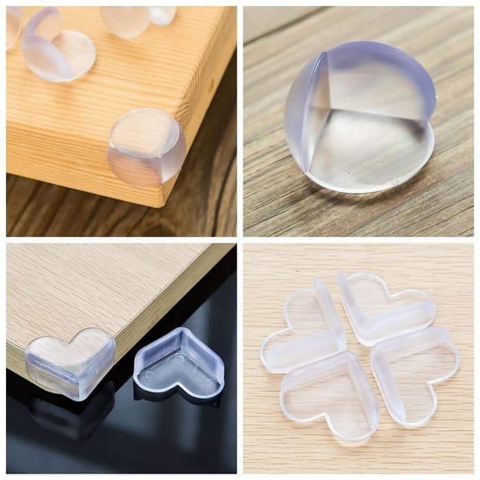 Pelindung Pengaman Sudut Siku Meja Kaca Silikon bening Transparan