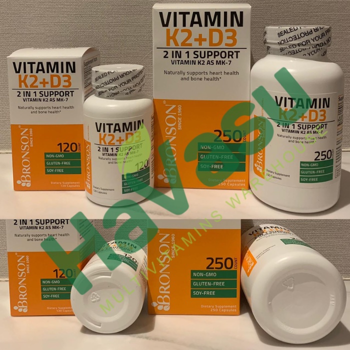 Bronson Vitamin K2 D3  - D3 5,000IU 90 Mcg for Heart Bones Immunity dan Extra Strength D3 10,000 IU K2 120 Mcg