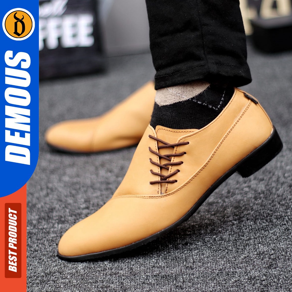 DEMOUS Rempel - Sepatu Formal Pantopel Hitam Kulit Asli Kerja Pria