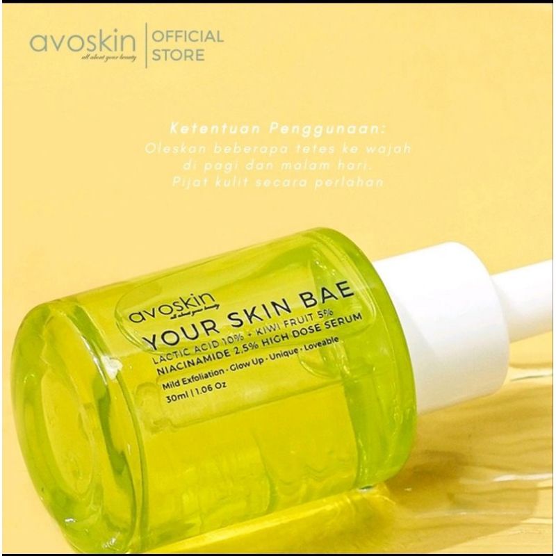 [PROMO 7.7] Avoskin Your Skin Bae Lactic Acid 10% + Kiwi Fruit 5% + Niacinamide 2,5%  / Serum Exfoliasi Dan Berjerawat - 30ml