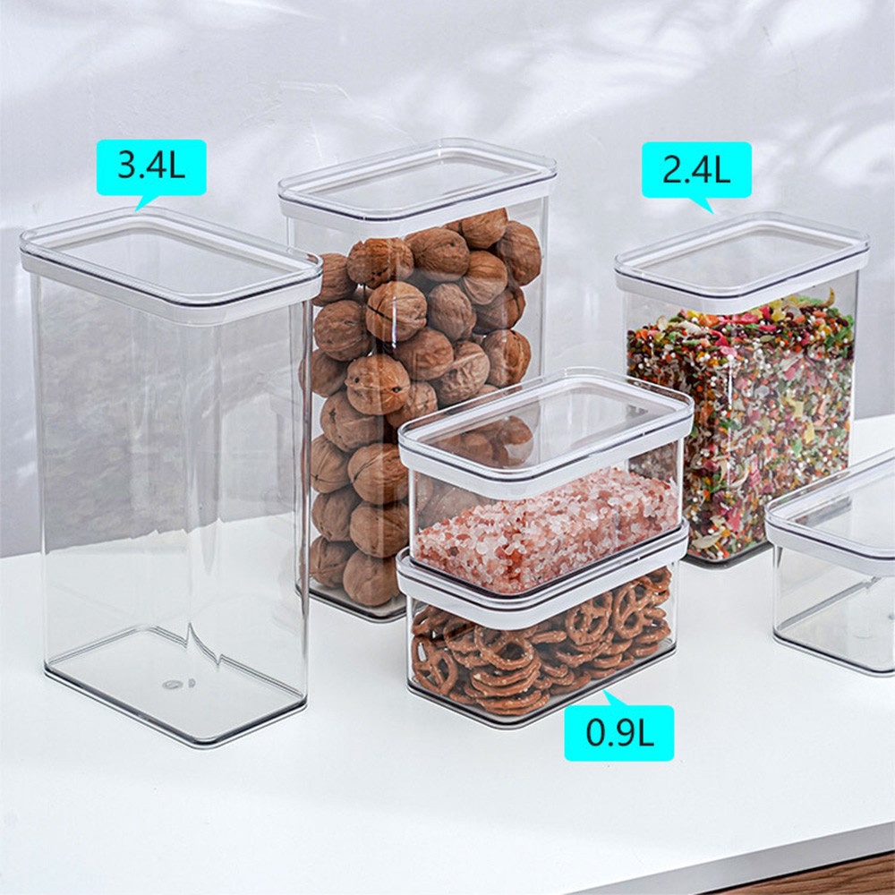 Toples Kedap Udara Dapur Plastik Food grade | Kotak Penyimpanan yang dipasang di dinding untuk Makanan dan Bahan