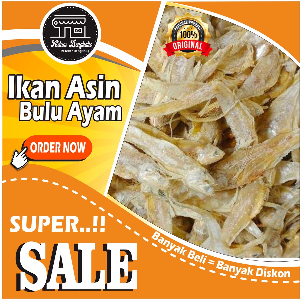 

Ikan Asin Bulu Ayam Fresh dari laut Pulau Bengkalis - Pelengkap Makanan penyedap rasa 500gr 1000gr