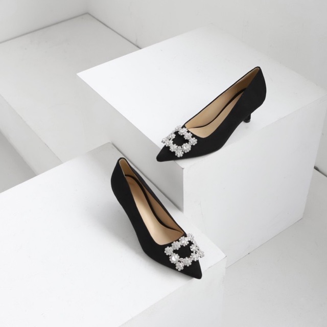 BNIB Sappun Loenf Cubic Stiletto Heels Black 7.5cm Original