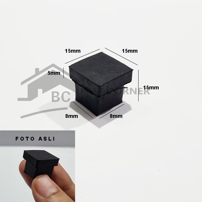 Karet tutup pipa / Alas Kaki Meja 15 x 15 MM / Karet Tutup Pipa KOTAK