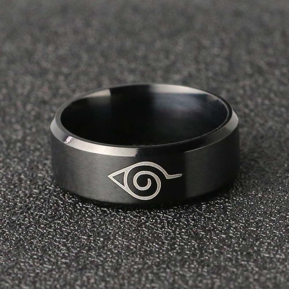 Needway  Naruto Cincin Unik Hitam Sasuke Itachi Ninja Perhiasan Penggemar Anime Hadiah Untuk Pria Wanita Titanium Steel Ring