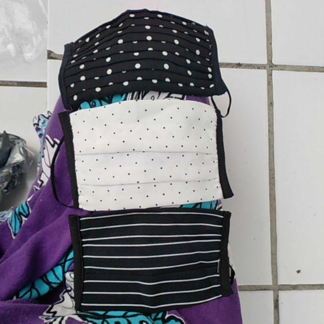Masker Kain 2ply Bahan Plisket Bisa Selip Tisu