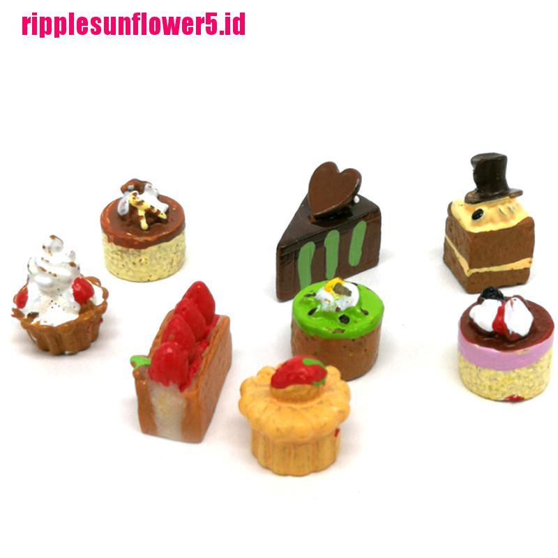 8pcs Miniatur Cupcake Strawberry Cokelat Untuk Rumah Boneka