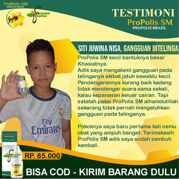 Obat Tetes Telinga Bau/Berair/Bernanah/Tersumbat/Congek Aman Untuk Anak Dan Dewasa Propolis SM Asli